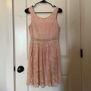 She+Sky Light Pink Laced Skater Dress Size S